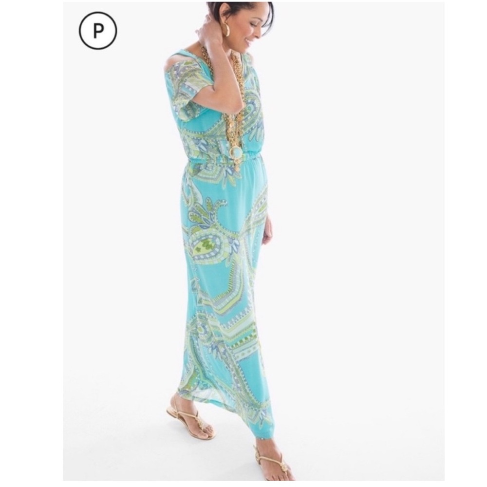 NWT CHICO’S Cold Shoulder Paisley Sienna MaxiDress